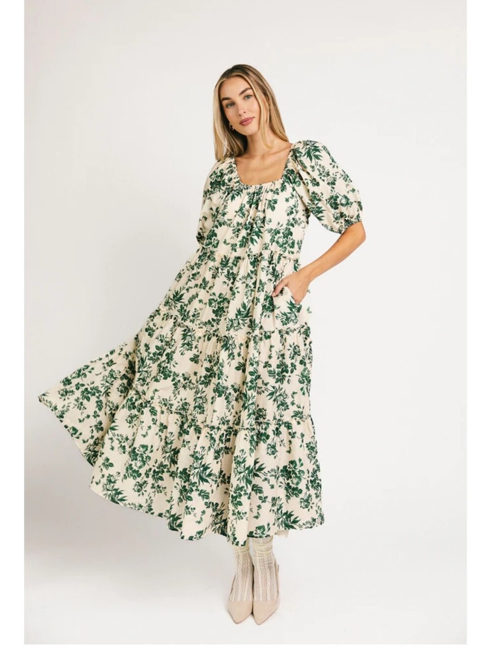 NWT Zoco Daymaker Green Floral Dress